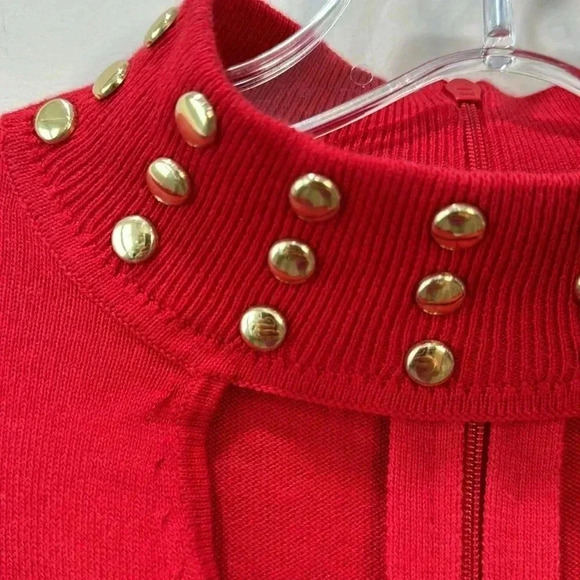 Michael Kors Women’s Red Mock Neck Studded Collar Sweater Size S - Picture 6 of 12